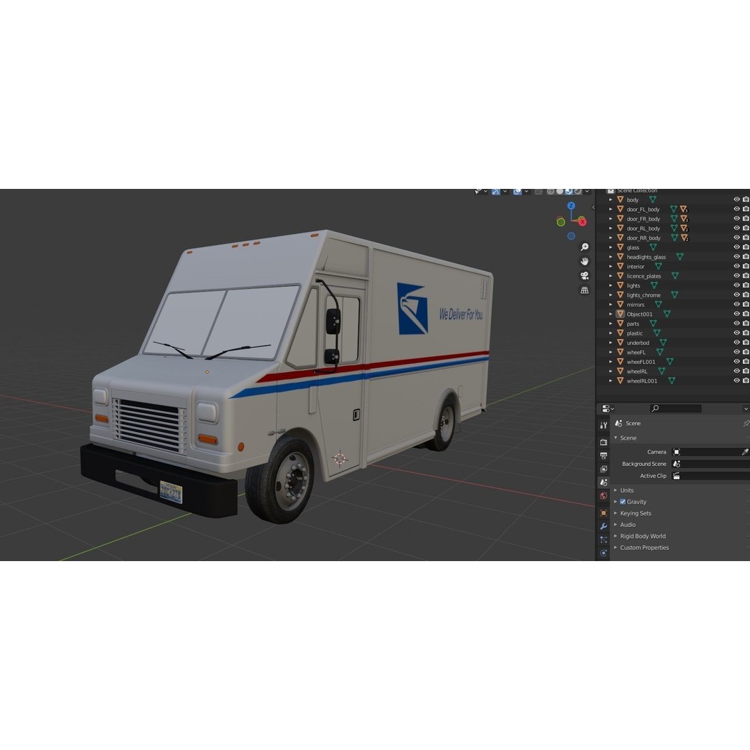 Mail Van 3D Model – Low Poly Game Asset, PBR Textures, FBX - View 42