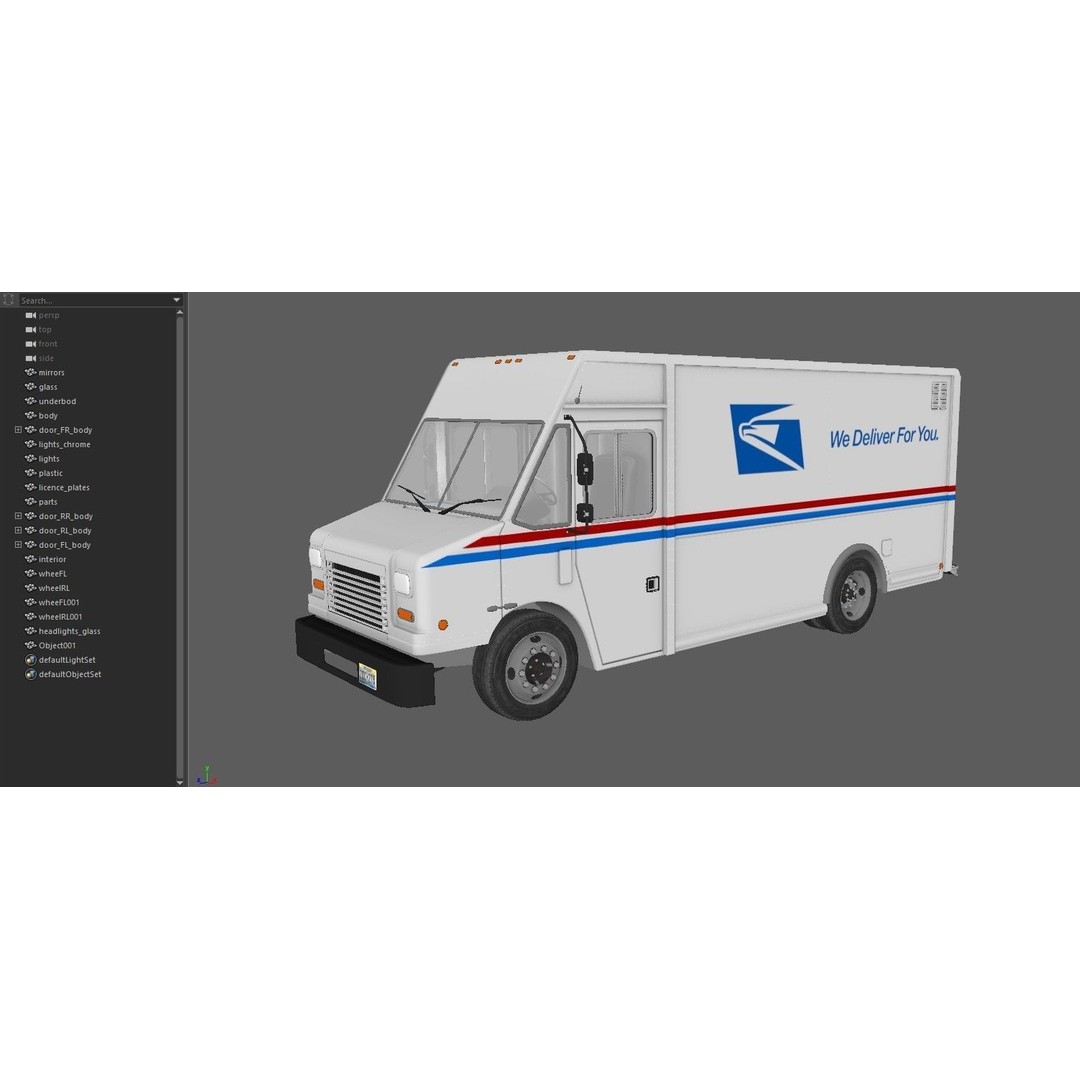 Mail Van 3D Model – Low Poly Game Asset, PBR Textures, FBX - View 45