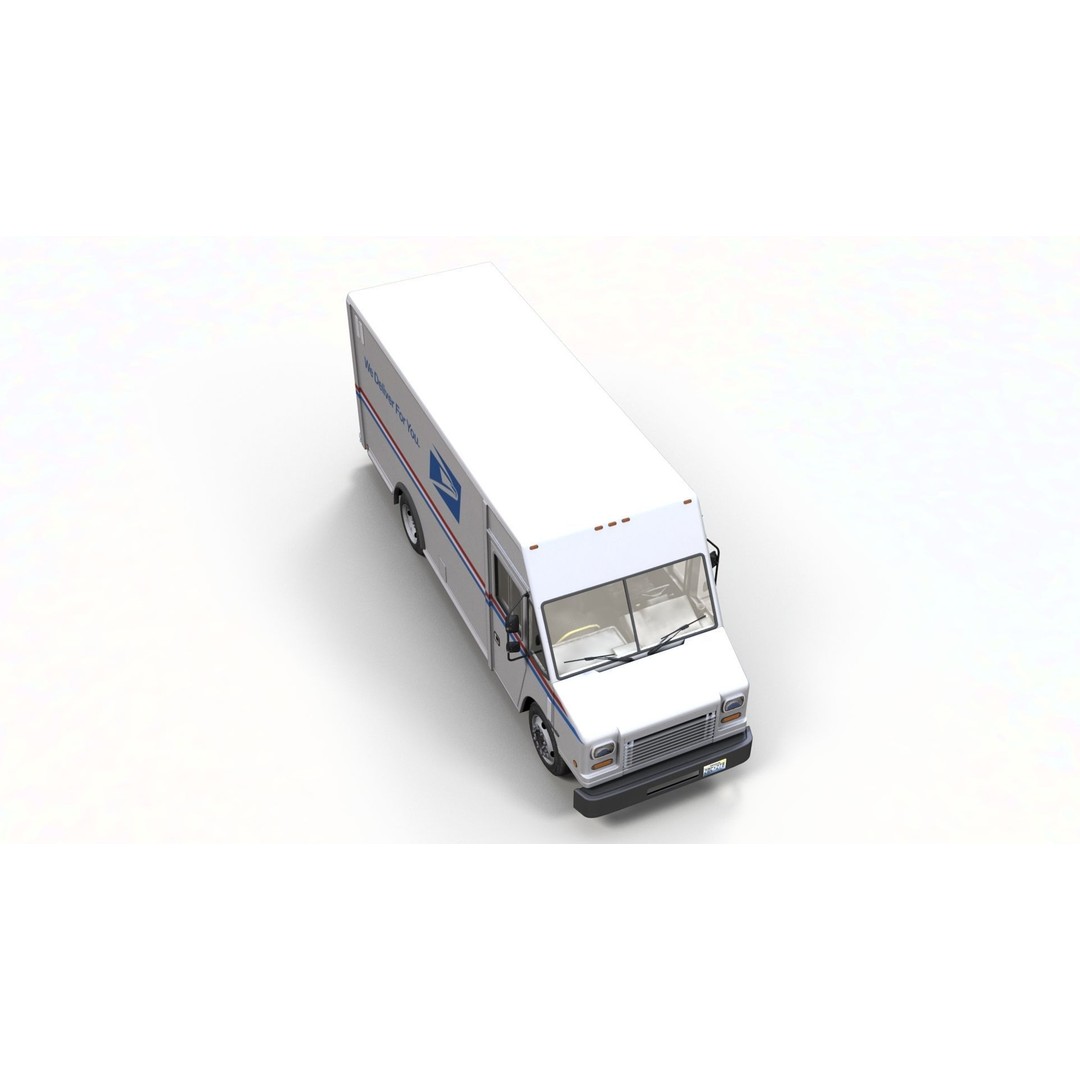 Mail Van 3D Model – Low Poly Game Asset, PBR Textures, FBX - View 5