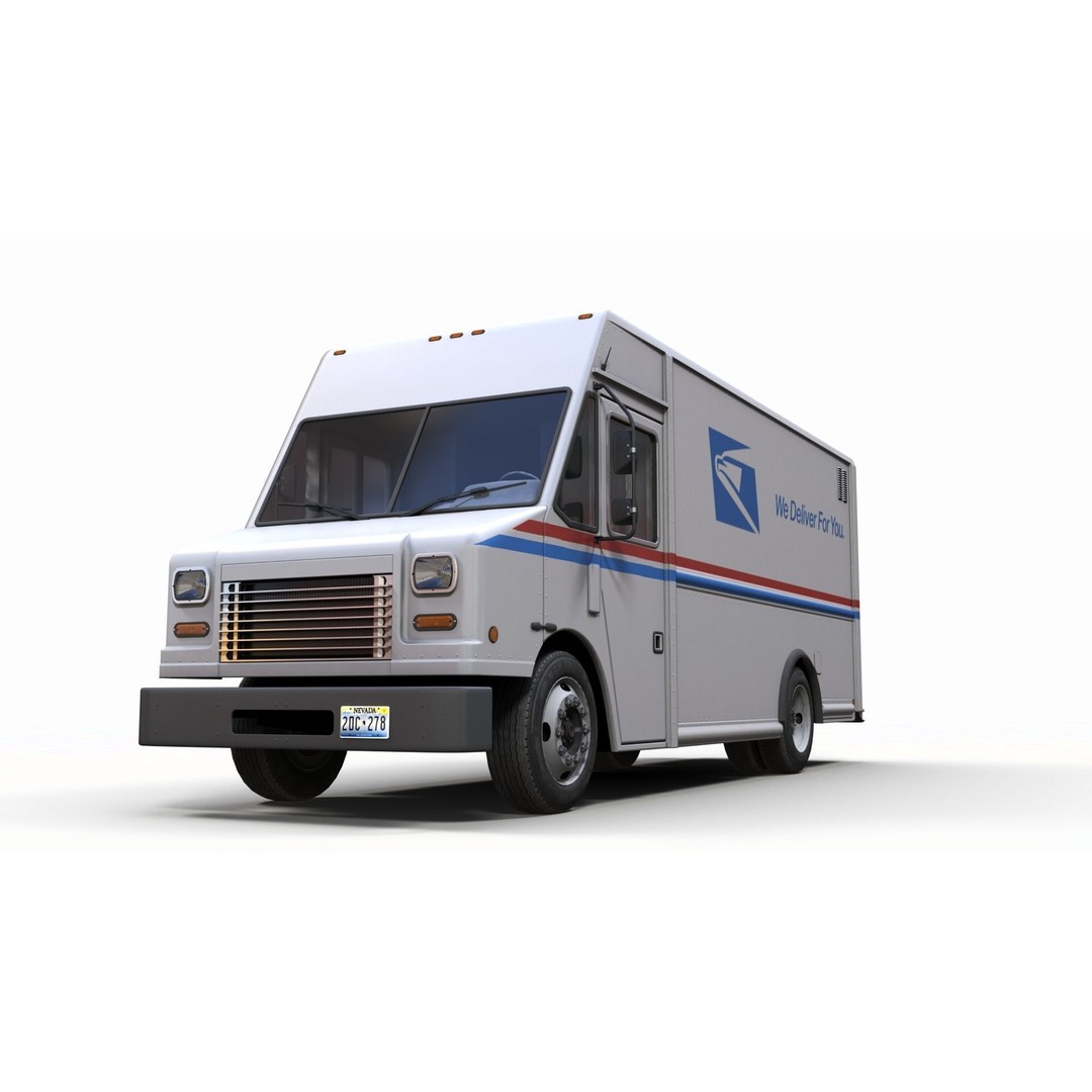 Mail Van 3D Model – Low Poly Game Asset, PBR Textures, FBX - View 9