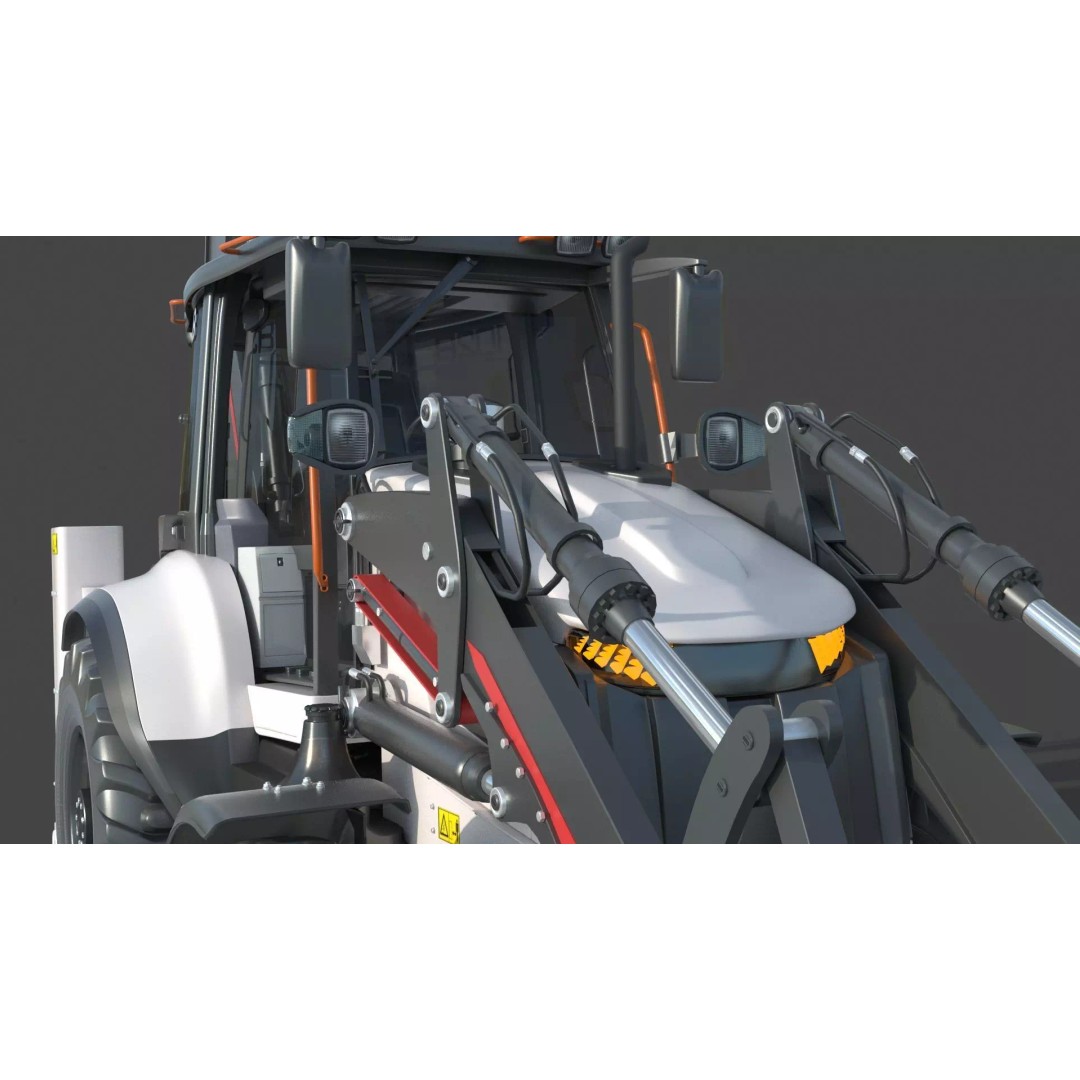 102B Backhoe Loader 3D Model – High Poly Industrial Vehicle, FBX, OBJ, Blender - View 12