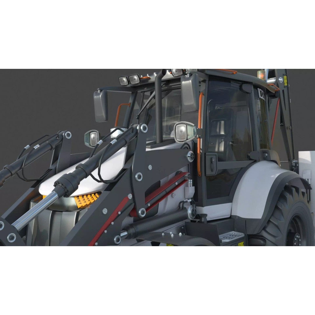 102B Backhoe Loader 3D Model – High Poly Industrial Vehicle, FBX, OBJ, Blender - View 13