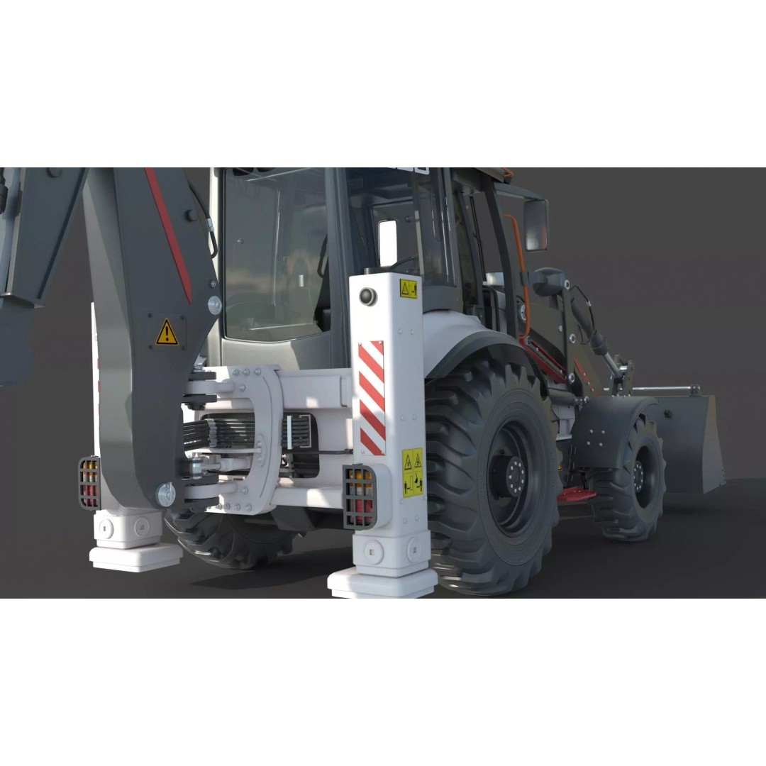 102B Backhoe Loader 3D Model – High Poly Industrial Vehicle, FBX, OBJ, Blender - View 15
