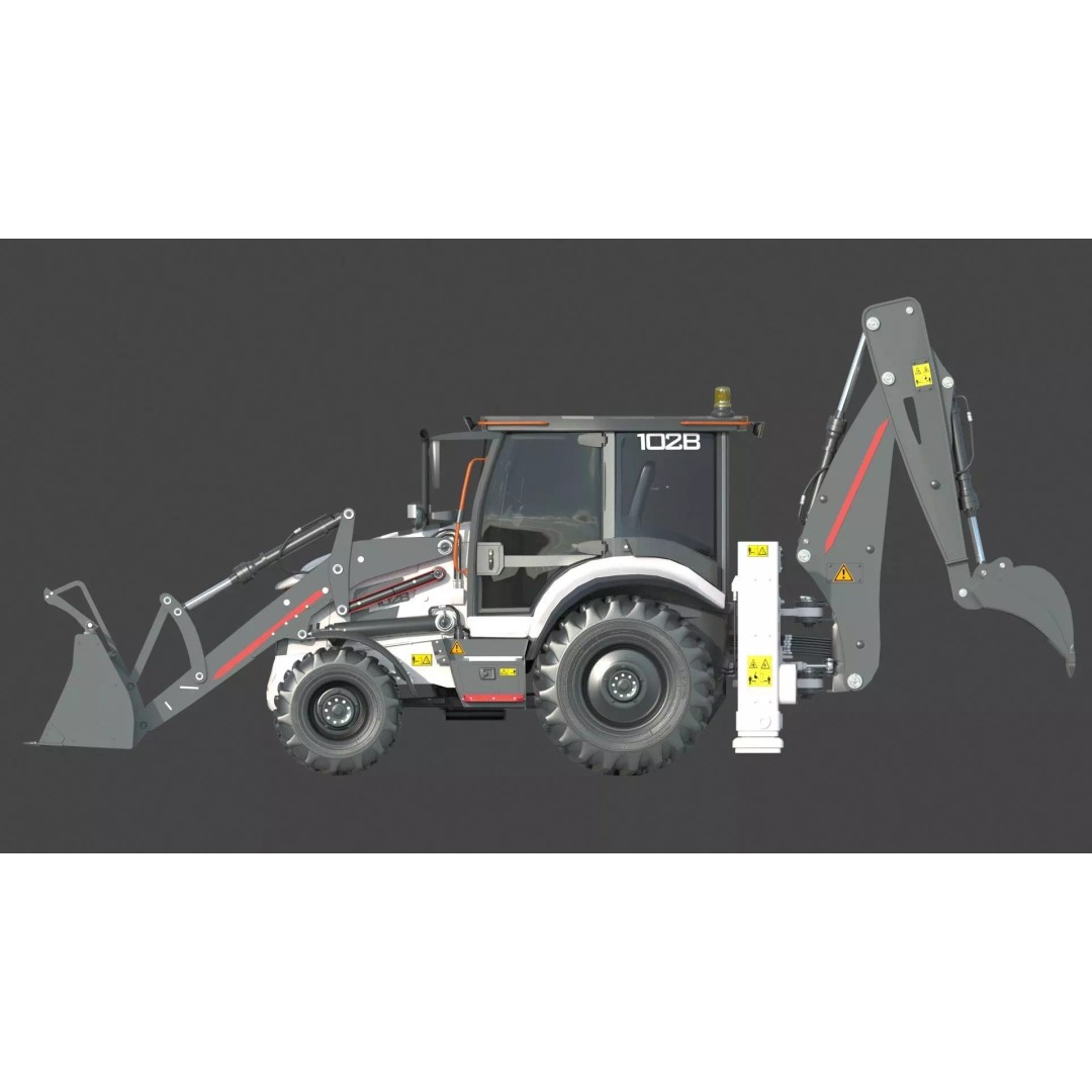 102B Backhoe Loader 3D Model – High Poly Industrial Vehicle, FBX, OBJ, Blender - View 18