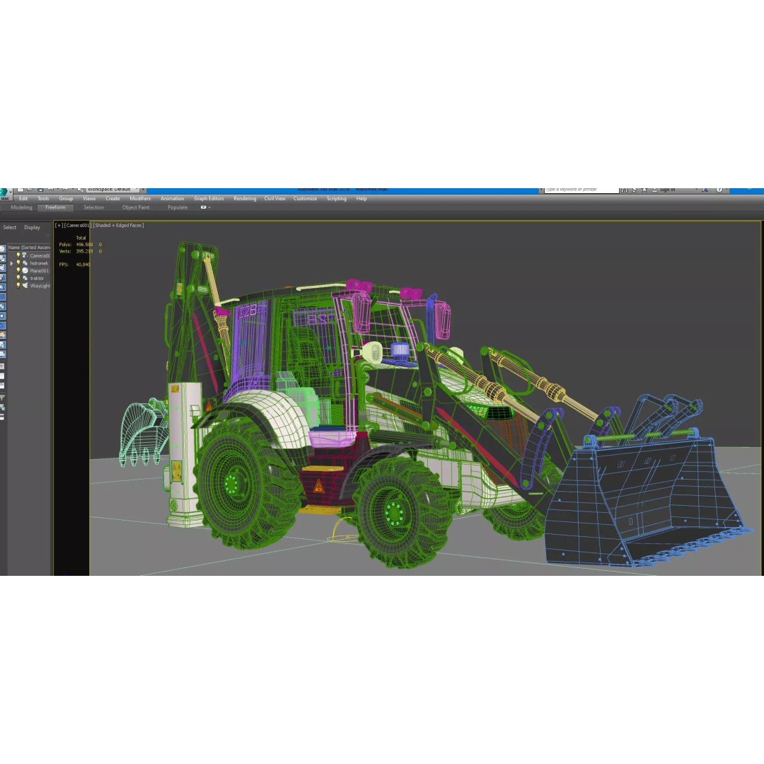 102B Backhoe Loader 3D Model – High Poly Industrial Vehicle, FBX, OBJ, Blender - View 19
