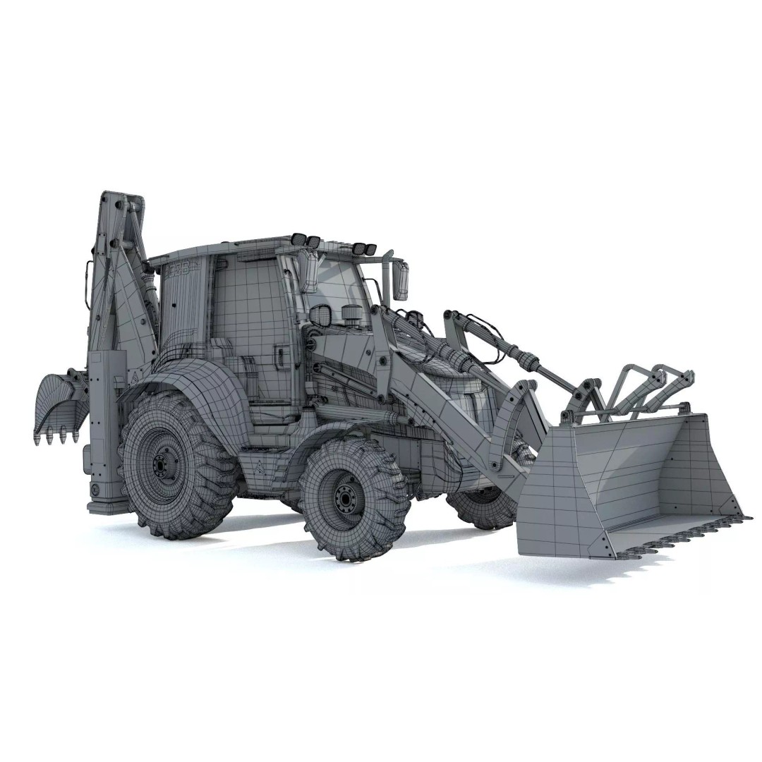 102B Backhoe Loader 3D Model – High Poly Industrial Vehicle, FBX, OBJ, Blender - View 24