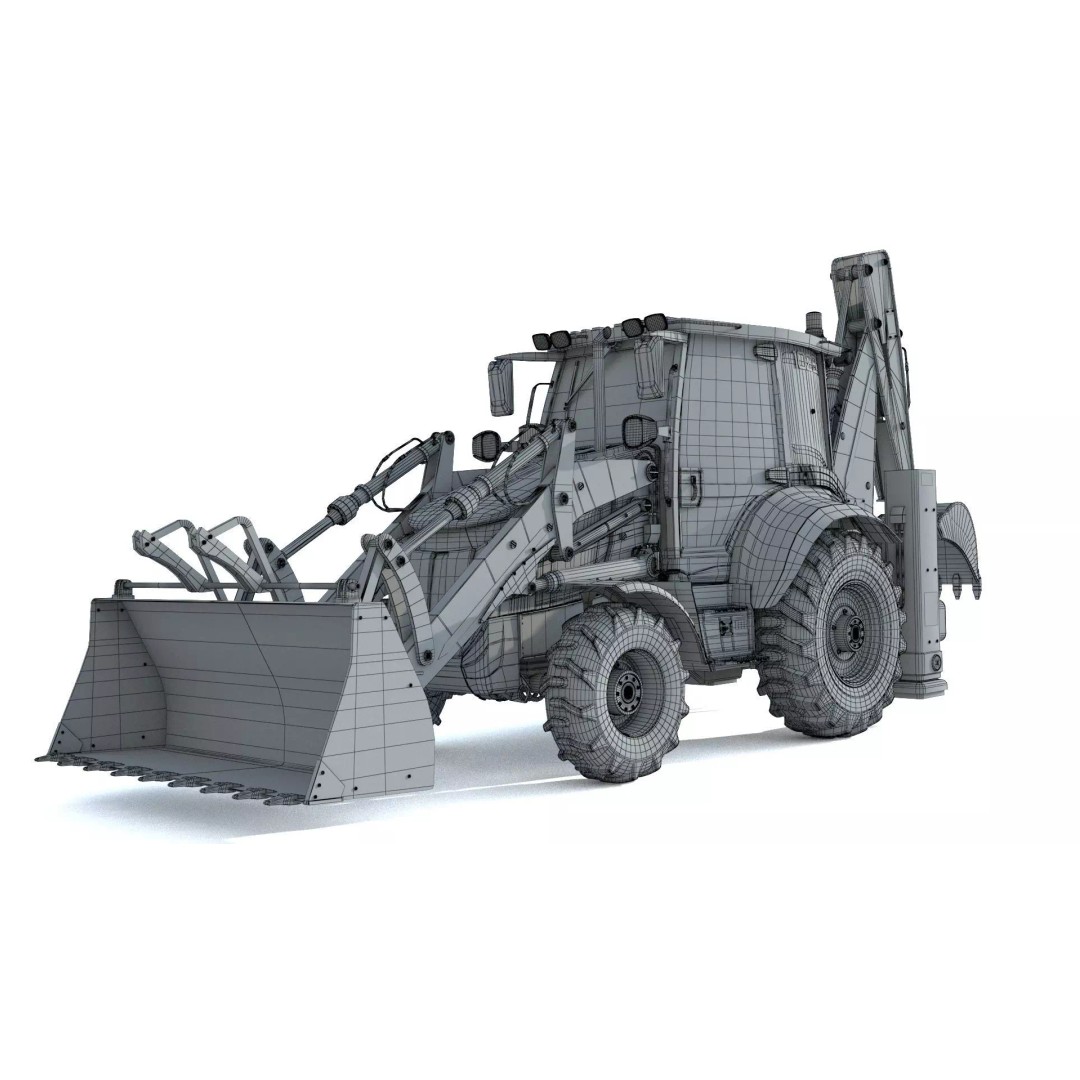 102B Backhoe Loader 3D Model – High Poly Industrial Vehicle, FBX, OBJ, Blender - View 25