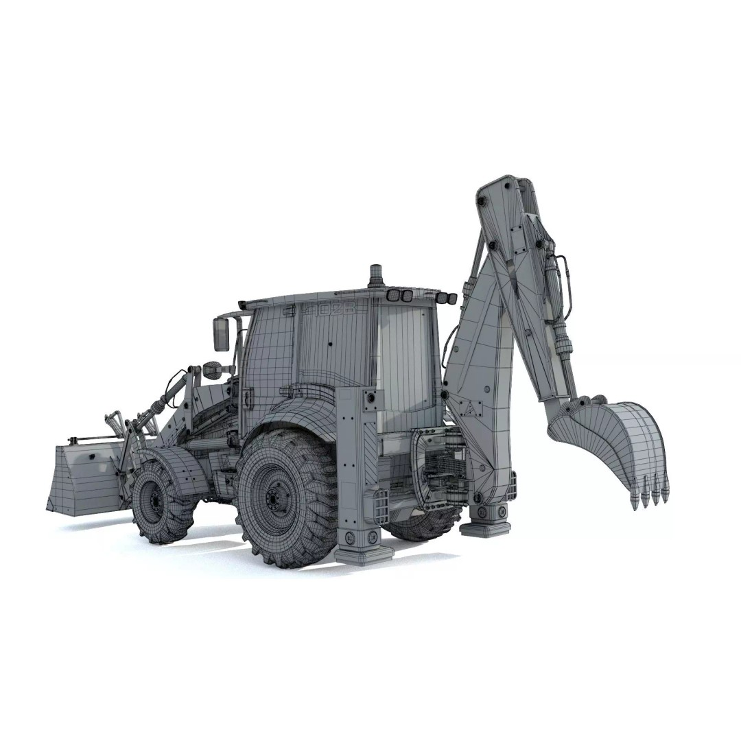 102B Backhoe Loader 3D Model – High Poly Industrial Vehicle, FBX, OBJ, Blender - View 26