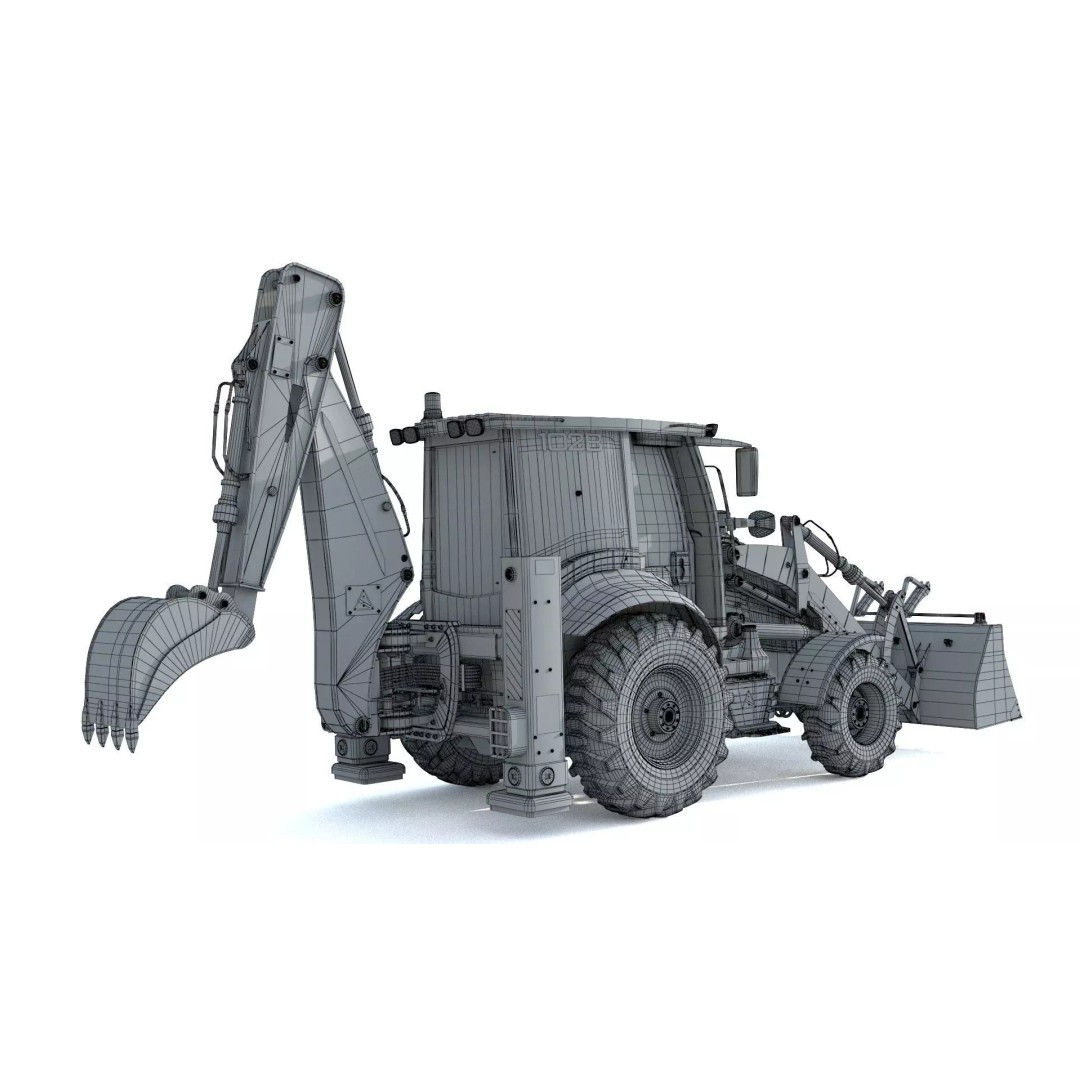 102B Backhoe Loader 3D Model – High Poly Industrial Vehicle, FBX, OBJ, Blender - View 27