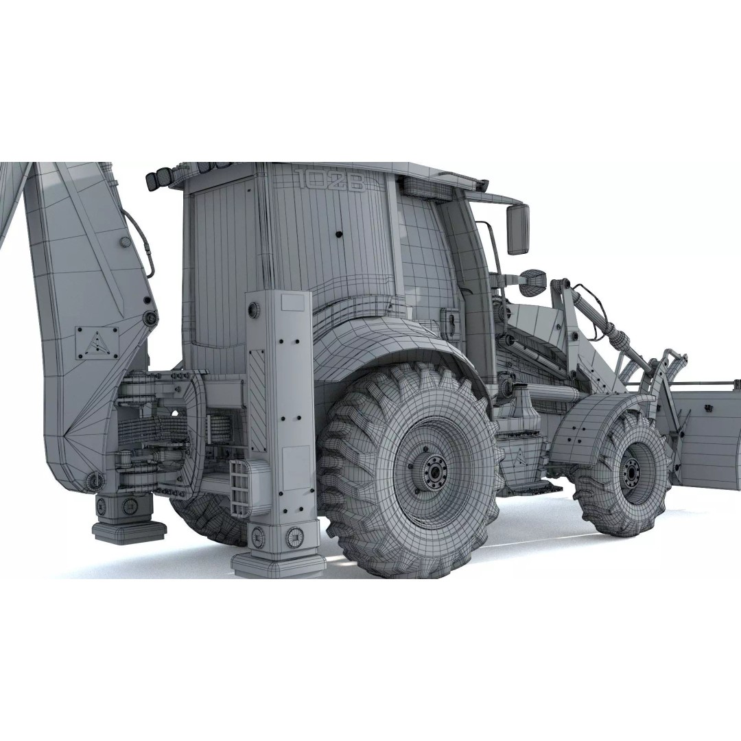 102B Backhoe Loader 3D Model – High Poly Industrial Vehicle, FBX, OBJ, Blender - View 28