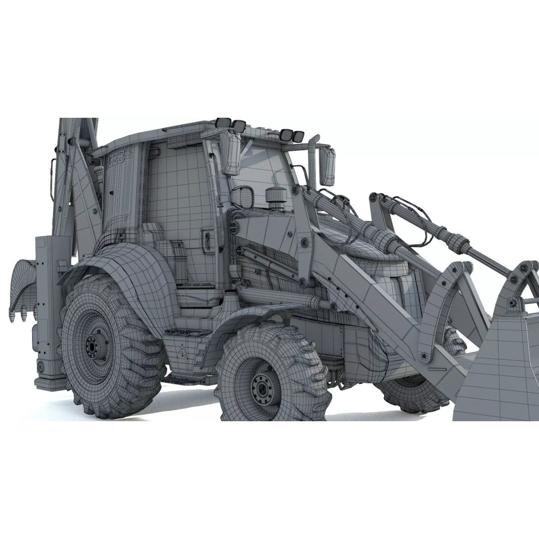 102B Backhoe Loader 3D Model – High Poly Industrial Vehicle, FBX, OBJ, Blender - View 29