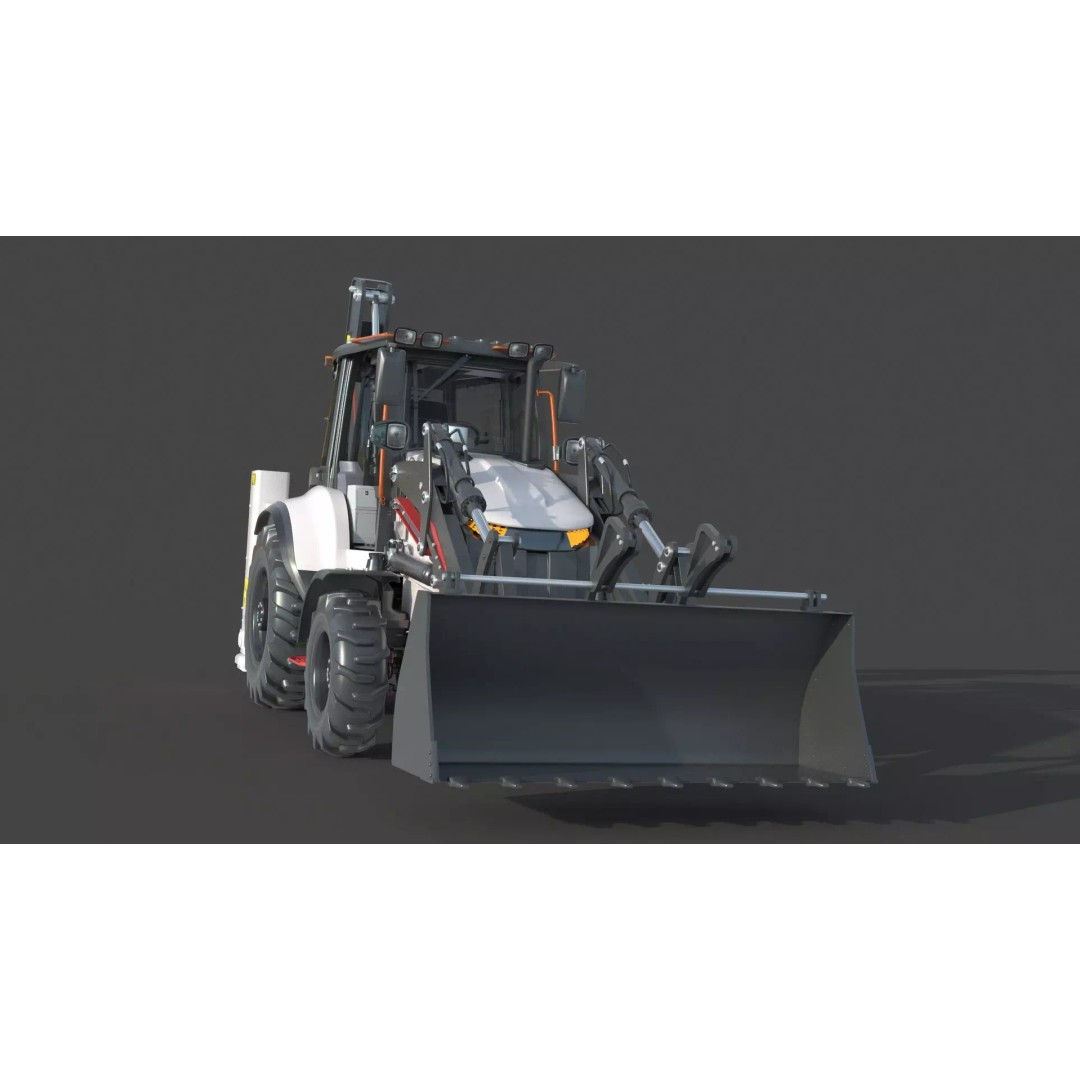 102B Backhoe Loader 3D Model – High Poly Industrial Vehicle, FBX, OBJ, Blender - View 8