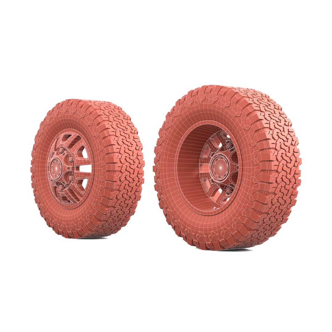 Truck Wheel 3D Model – Low Poly PBR Offroad Asset, FBX, OBJ