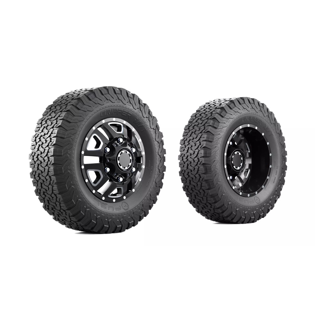 Truck Wheel 3D Model – Low Poly PBR Offroad Asset, FBX, OBJ - View 2