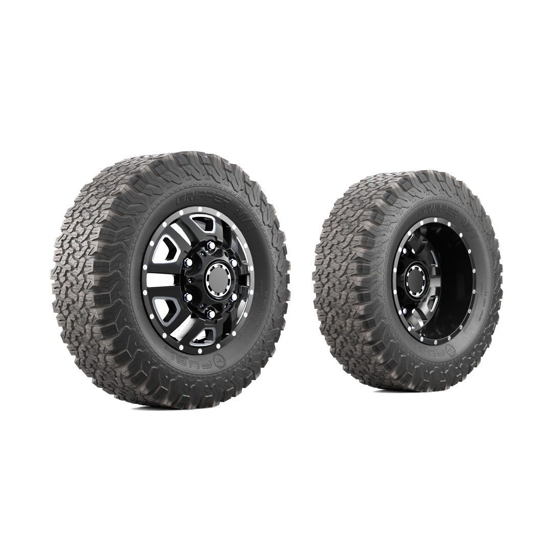 Truck Wheel 3D Model – Low Poly PBR Offroad Asset, FBX, OBJ - View 3