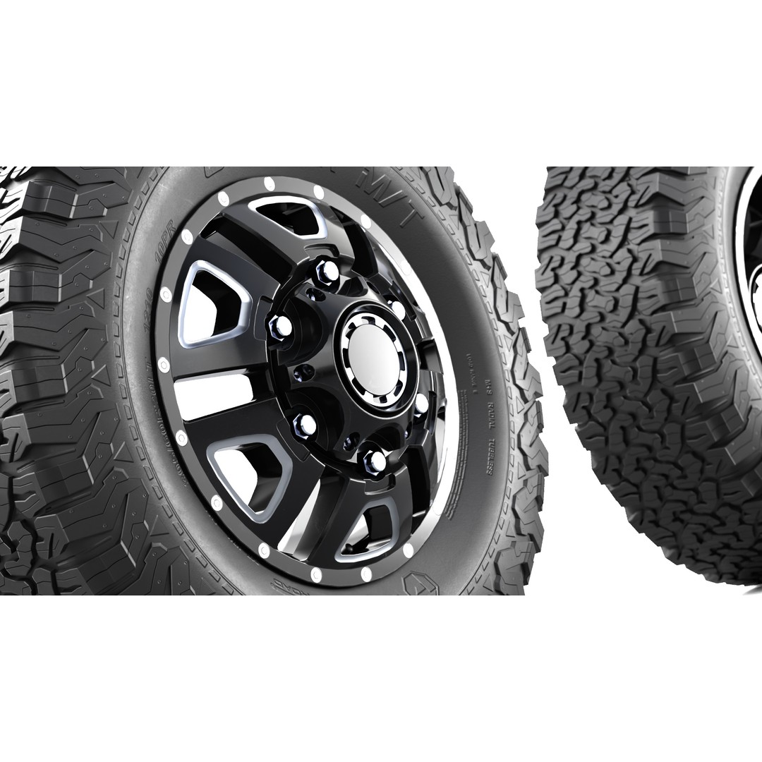 Truck Wheel 3D Model – Low Poly PBR Offroad Asset, FBX, OBJ - View 7