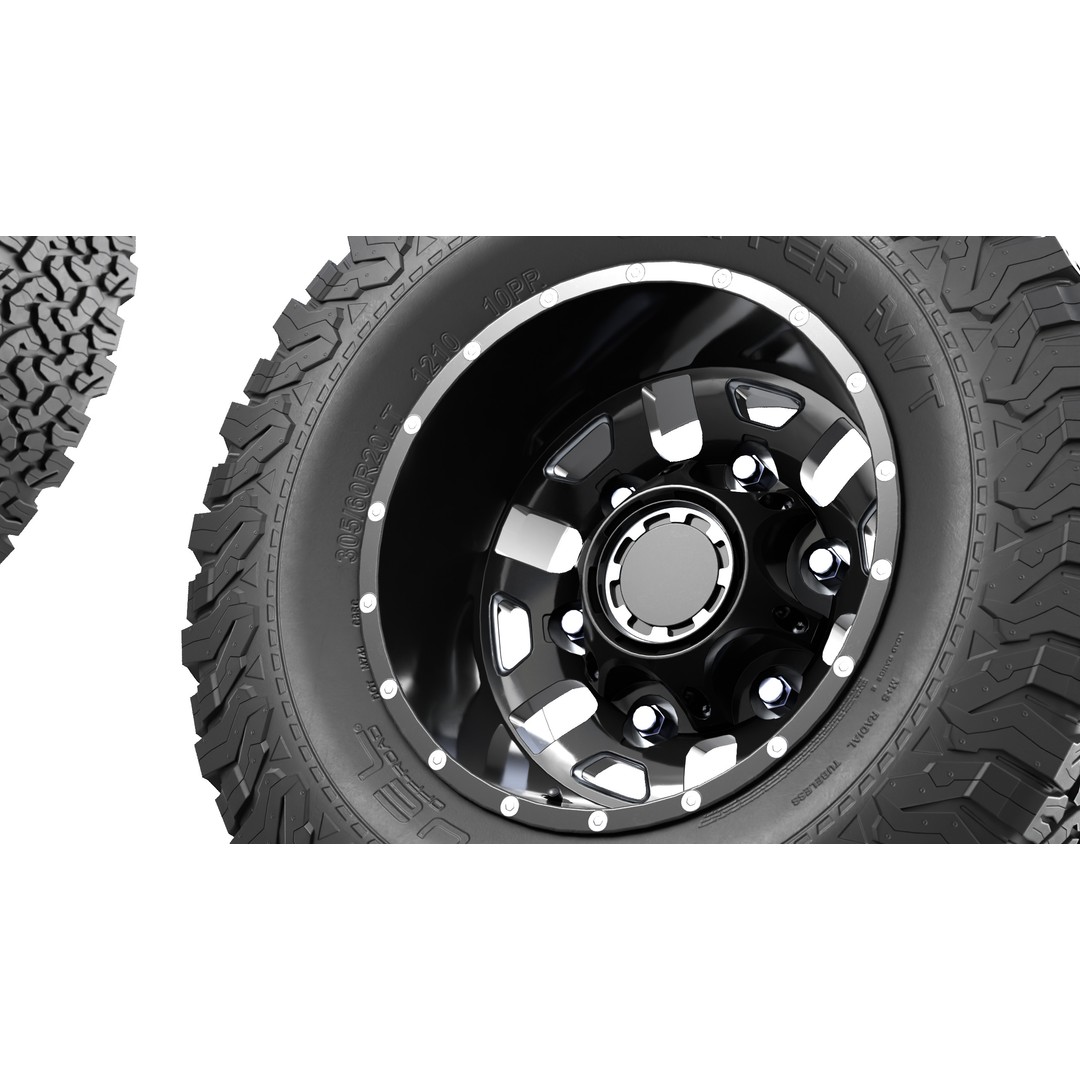 Truck Wheel 3D Model – Low Poly PBR Offroad Asset, FBX, OBJ - View 8