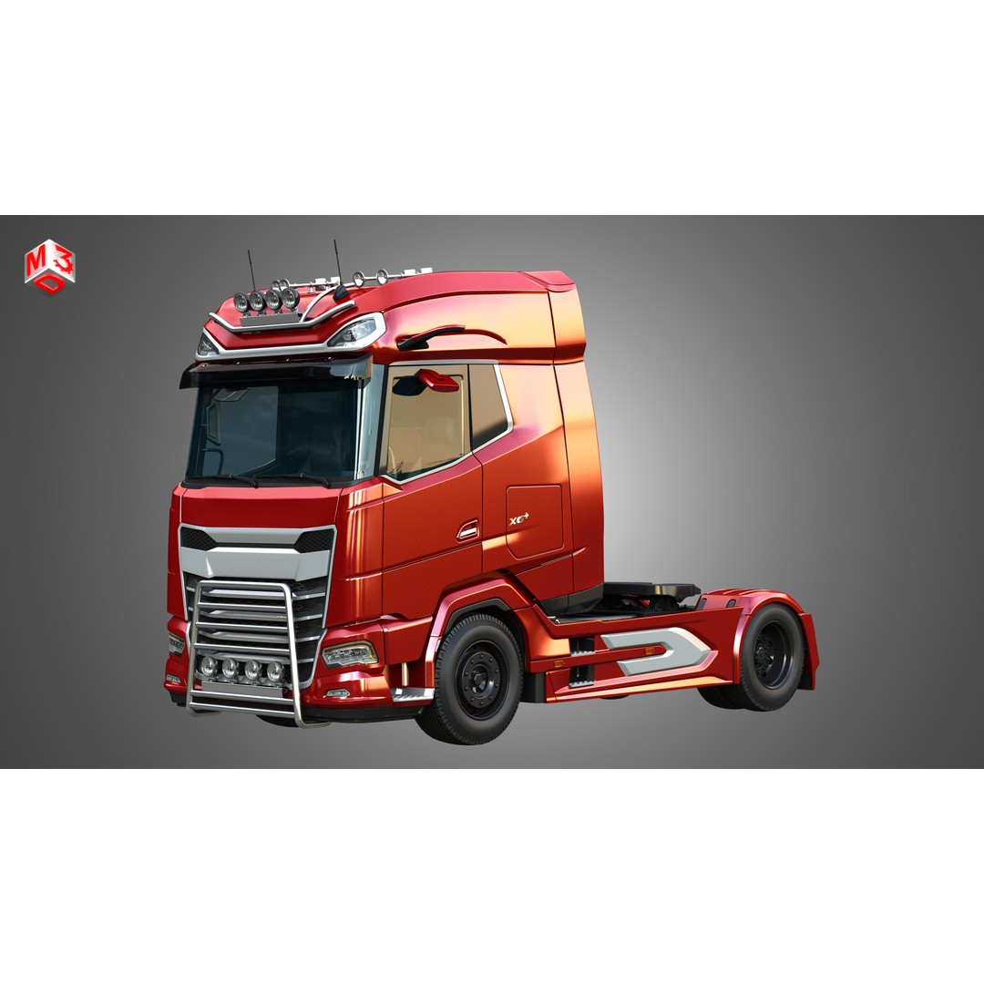 XG 530 Truck 3D Model – High Poly Vehicle with Container Trailer, FBX - View 14