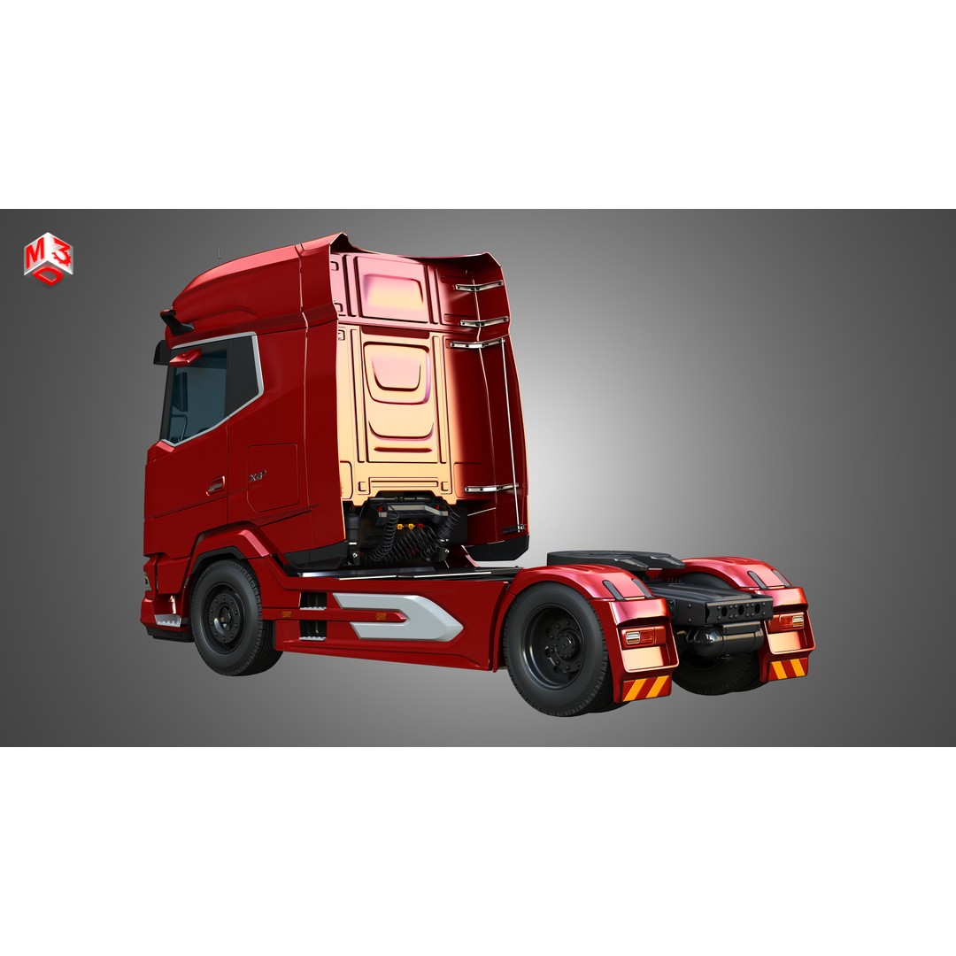 XG 530 Truck 3D Model – High Poly Vehicle with Container Trailer, FBX - View 15