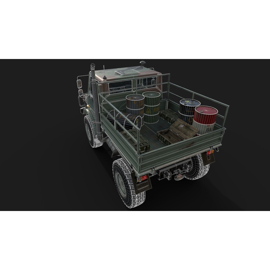 Unimog Military 3D Model – Low Poly PBR Vehicle, FBX, Game Ready - View 12
