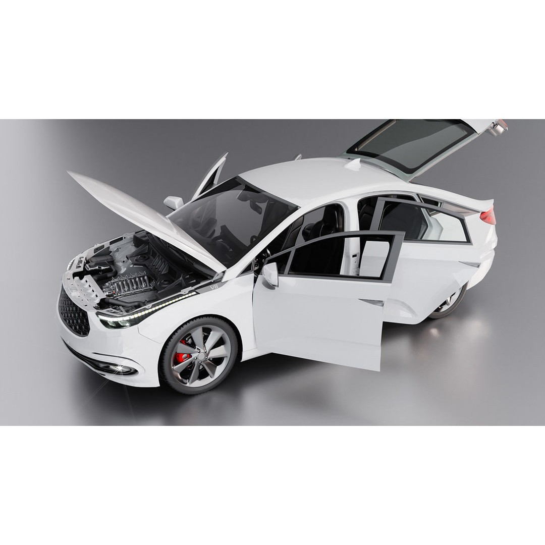 Sportback 3D Model – Generic Vehicle Asset with Customizable Features - View 3