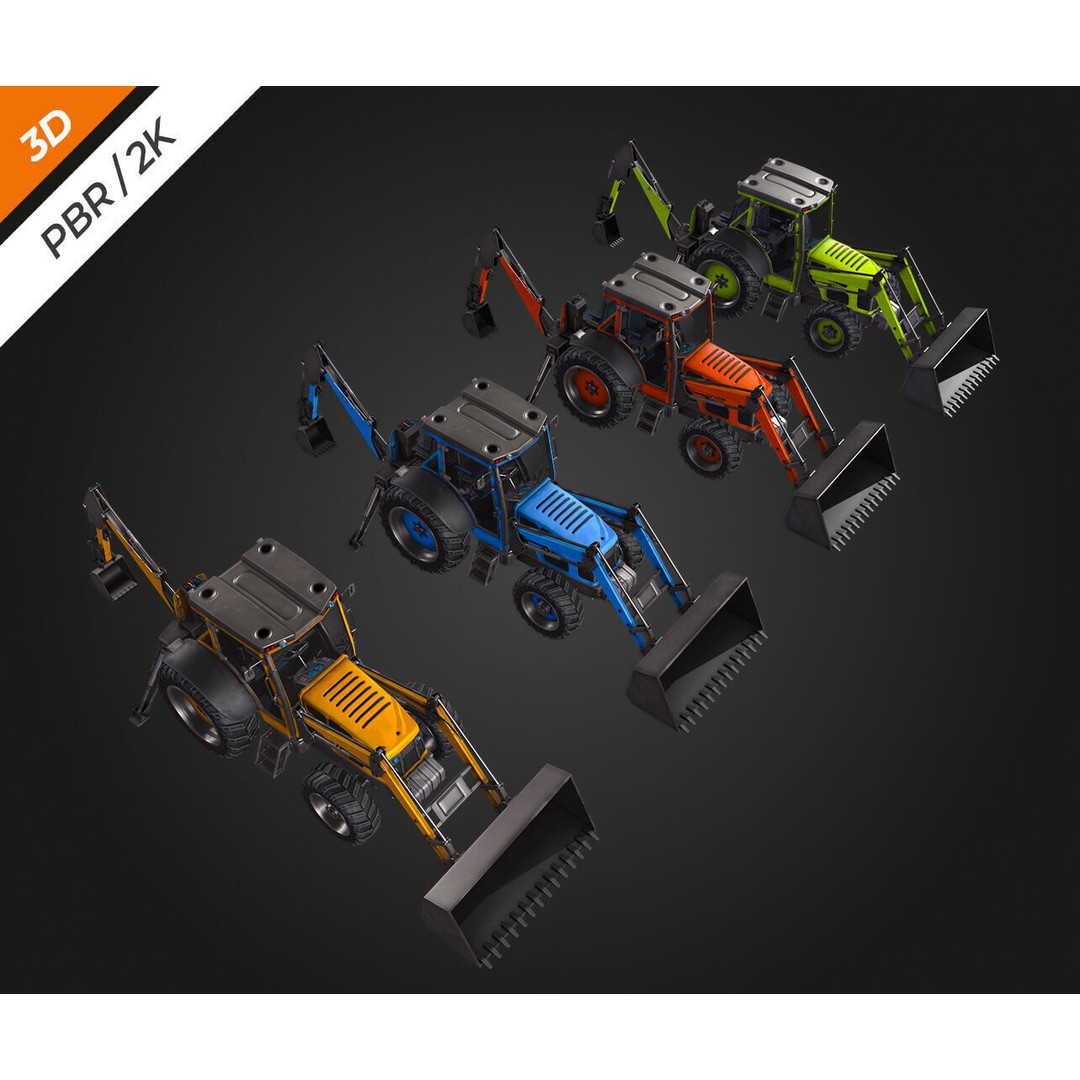 Tractor 3D Model – Low Poly Game Asset, PBR Textures, FBX - View 11
