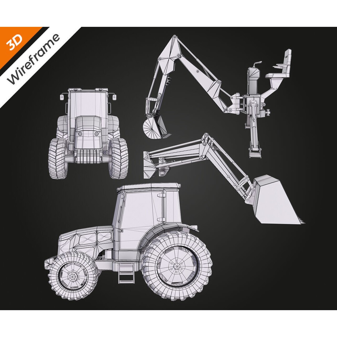 Tractor 3D Model – Low Poly Game Asset, PBR Textures, FBX - View 14