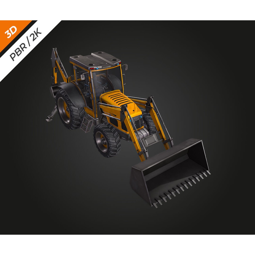 Tractor 3D Model – Low Poly Game Asset, PBR Textures, FBX - View 3