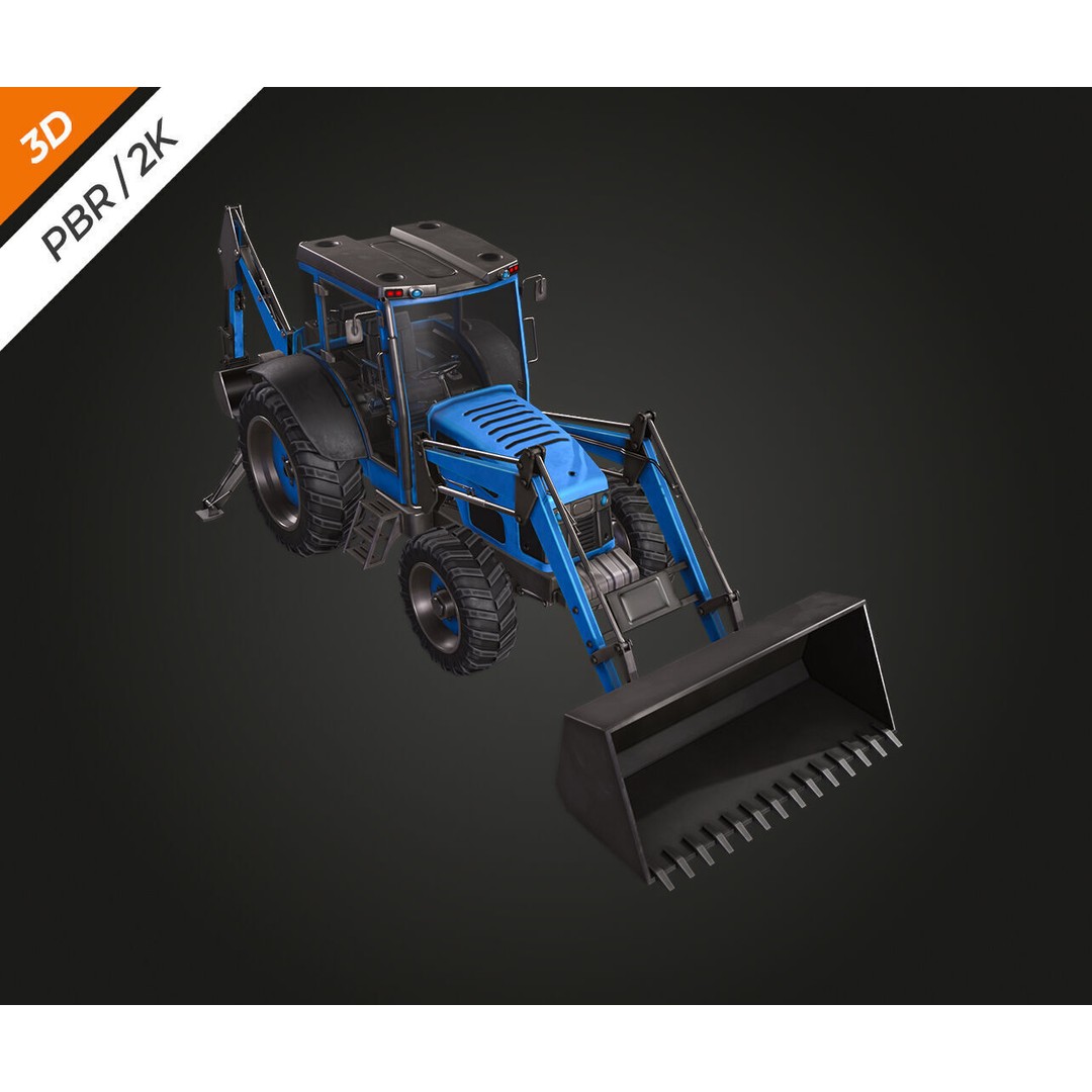 Tractor 3D Model – Low Poly Game Asset, PBR Textures, FBX - View 4