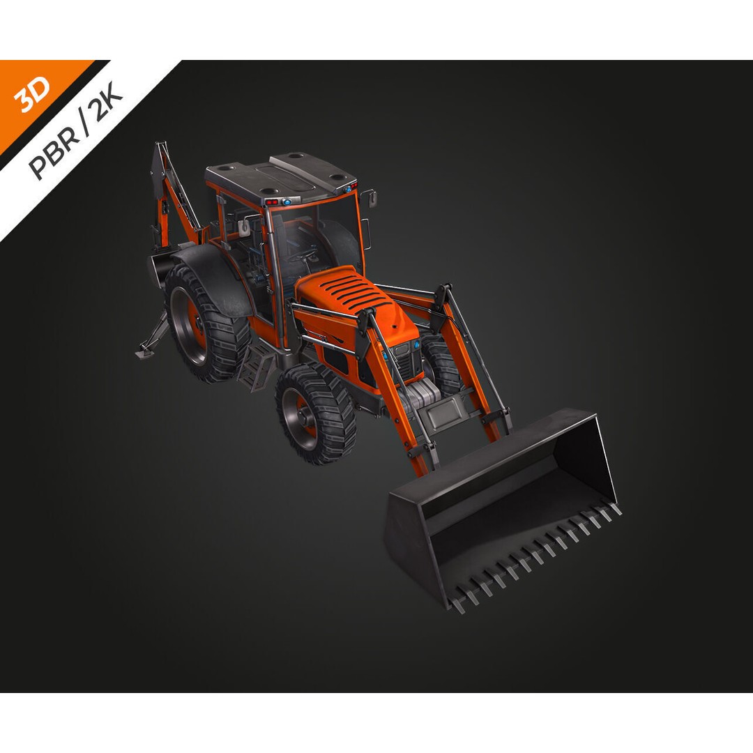 Tractor 3D Model – Low Poly Game Asset, PBR Textures, FBX - View 5