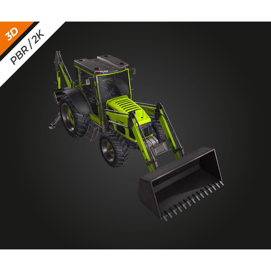 Tractor 3D Model – Low Poly Game Asset, PBR Textures, FBX - View 6