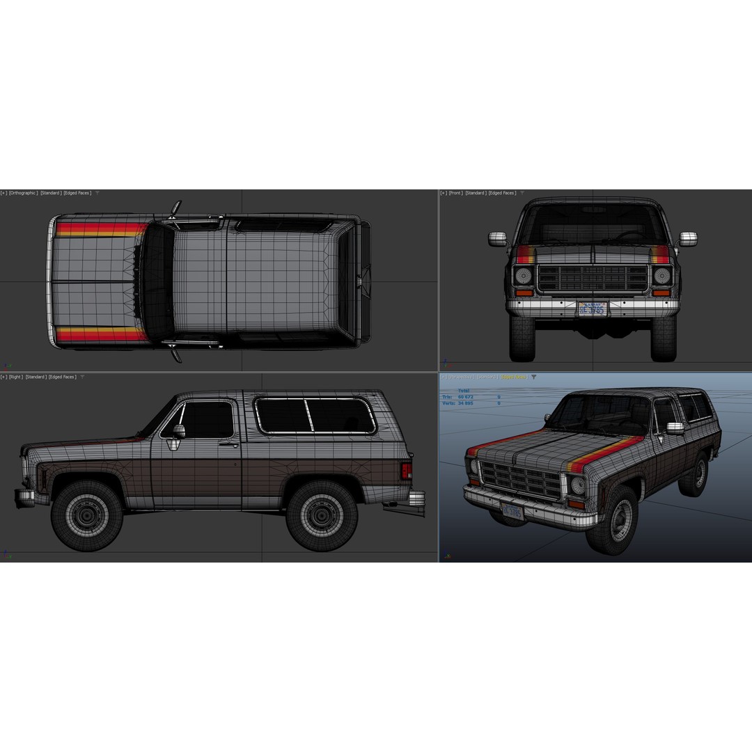 70s 4x4 Offroad Car 3D Model – Low Poly Game Ready, FBX - View 39