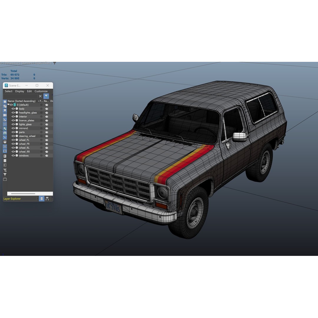 70s 4x4 Offroad Car 3D Model – Low Poly Game Ready, FBX - View 40