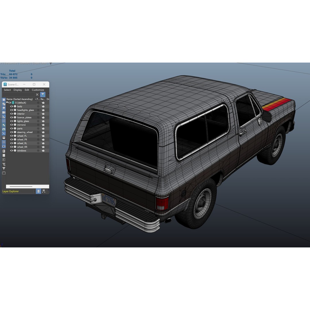 70s 4x4 Offroad Car 3D Model – Low Poly Game Ready, FBX - View 41