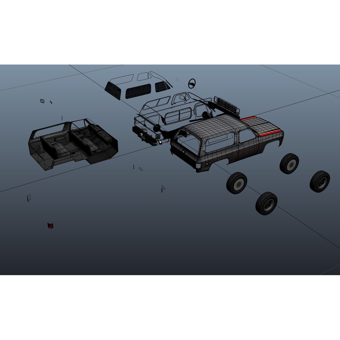 70s 4x4 Offroad Car 3D Model – Low Poly Game Ready, FBX - View 42