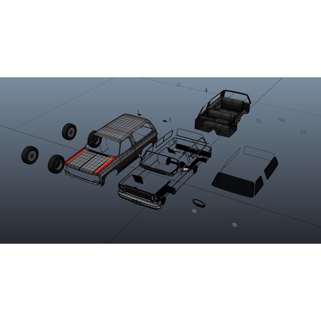 70s 4x4 Offroad Car 3D Model – Low Poly Game Ready, FBX - View 43