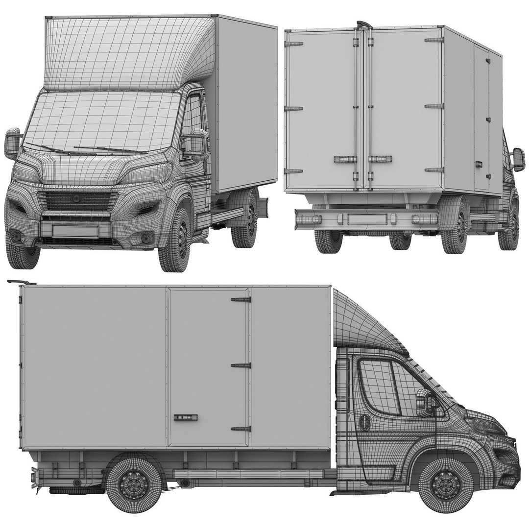 Fiat Ducato L4H1 Cargo 3D Model – High Poly Commercial Van, FBX - View 24