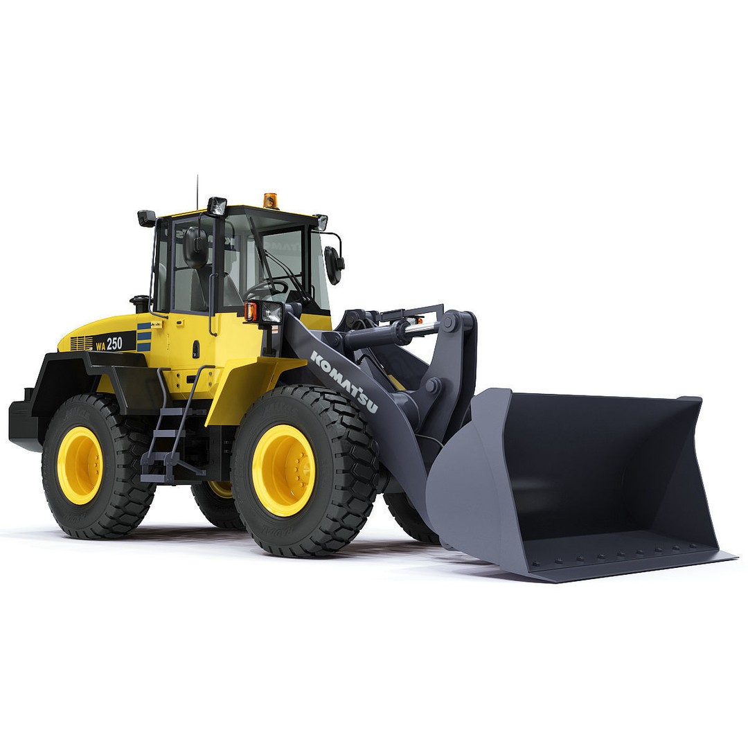 Komatsu WA250 Wheel Loader 3D Model – High-Detail Industrial Asset, FBX, OBJ - View 10