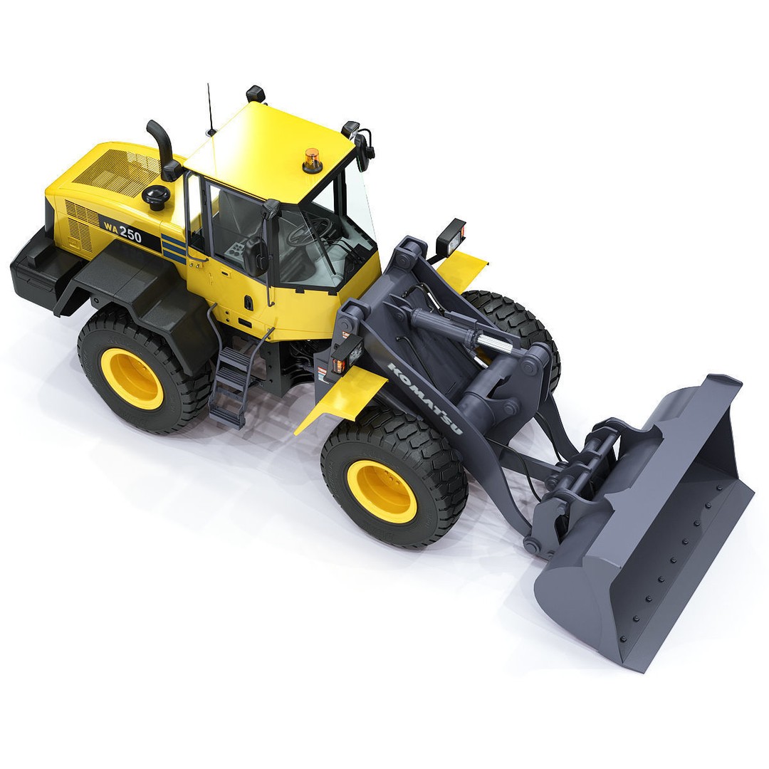 Komatsu WA250 Wheel Loader 3D Model – High-Detail Industrial Asset, FBX, OBJ - View 12