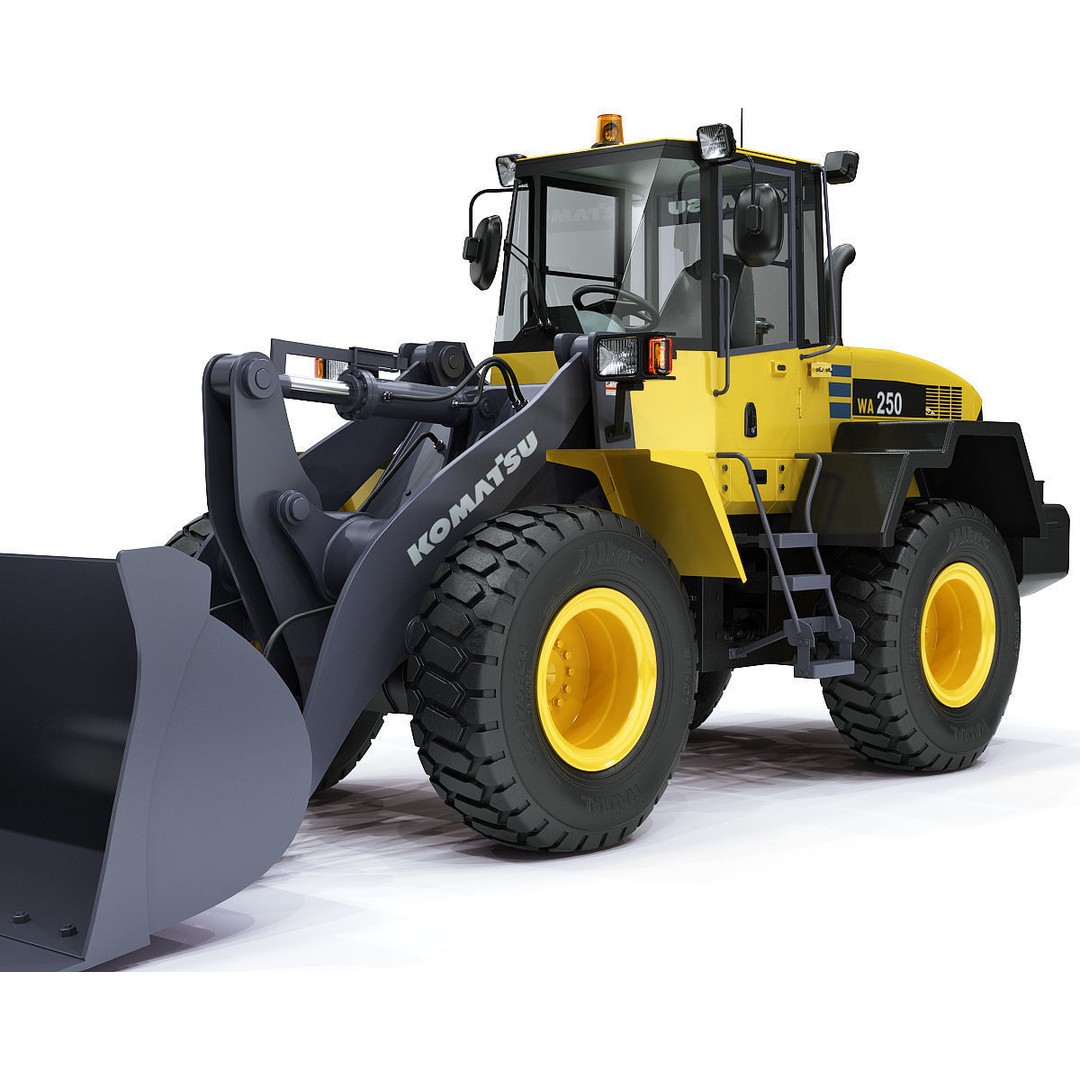 Komatsu WA250 Wheel Loader 3D Model – High-Detail Industrial Asset, FBX, OBJ - View 5