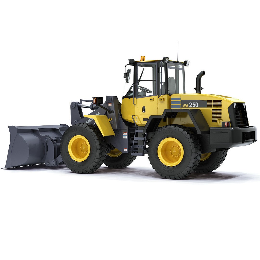 Komatsu WA250 Wheel Loader 3D Model – High-Detail Industrial Asset, FBX, OBJ - View 7