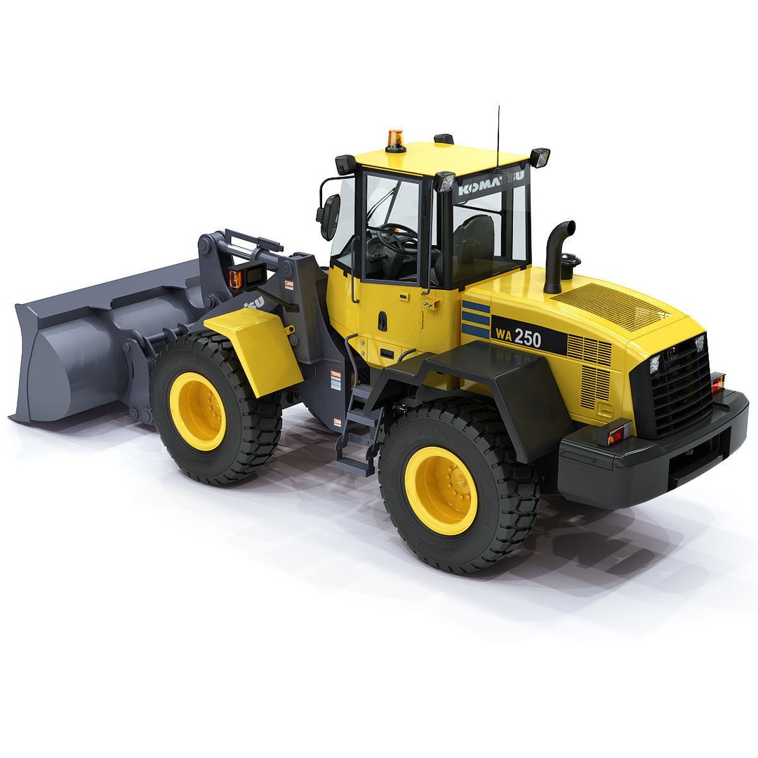 Komatsu WA250 Wheel Loader 3D Model – High-Detail Industrial Asset, FBX, OBJ - View 8