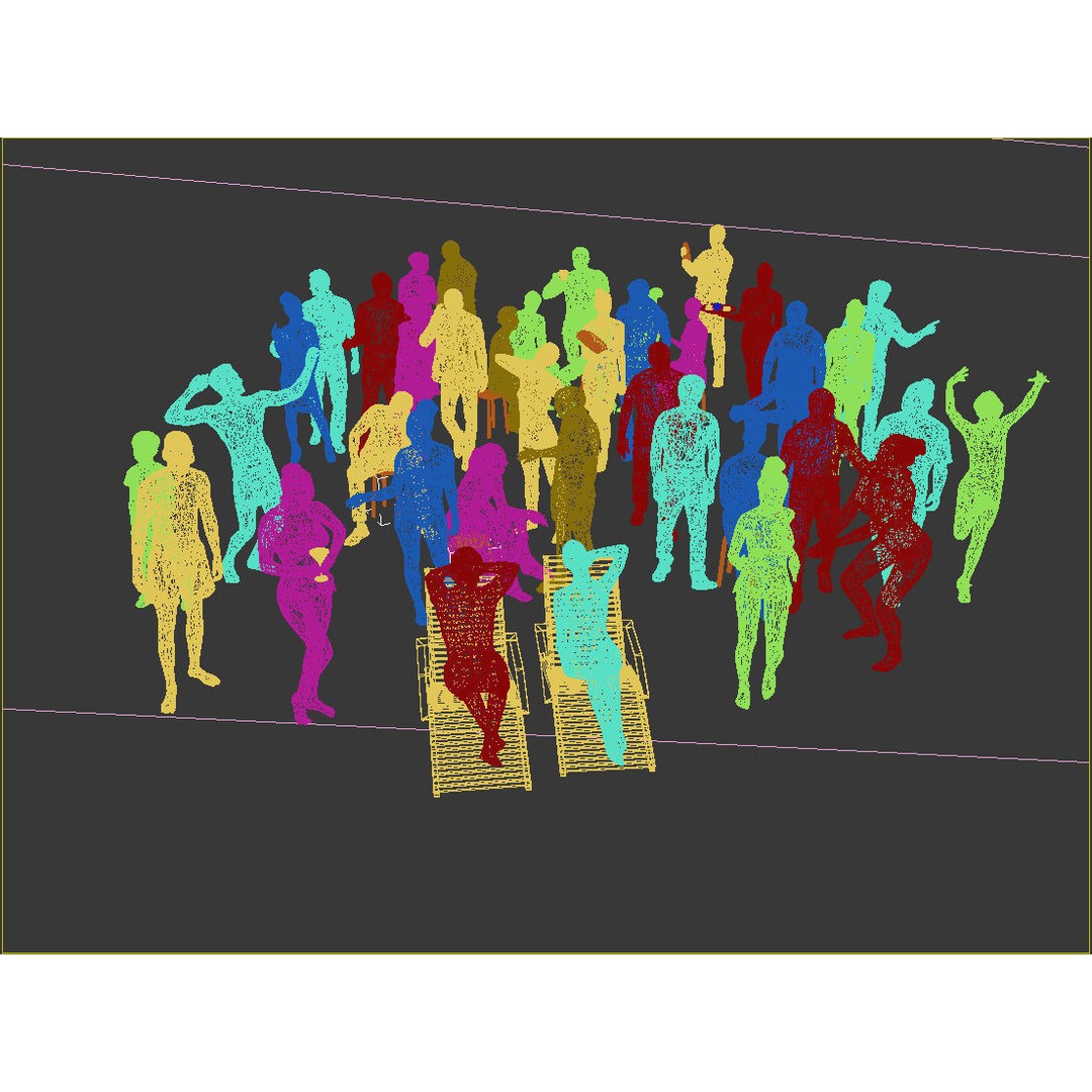 Crowd Scanned Beach People 3D Model – Low Poly Character Asset, FBX, OBJ