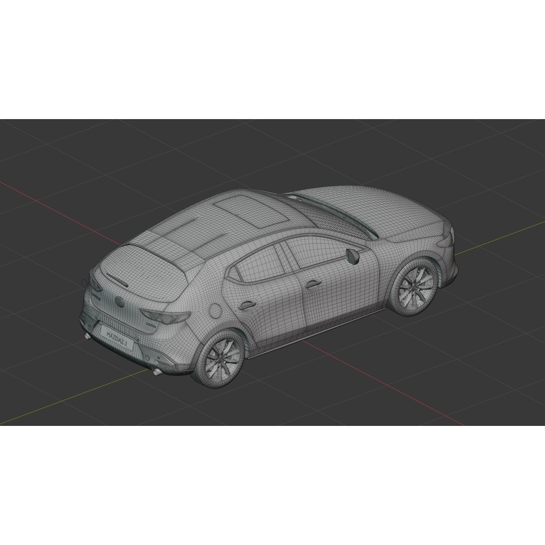 Mazda 3 Hatchback 2022 3D Model – Rigged Game-Ready Asset, Blender, FBX, OBJ