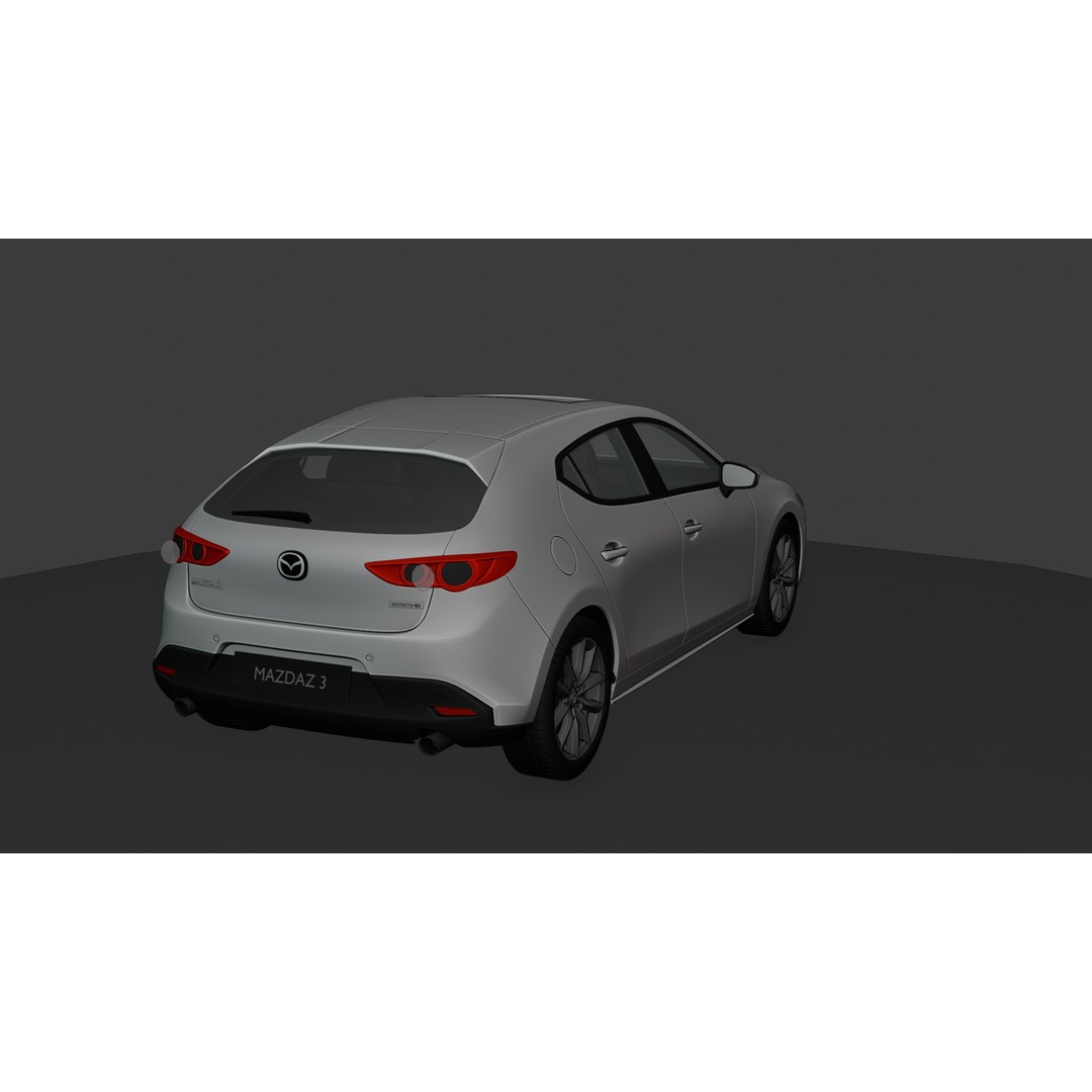 Mazda 3 Hatchback 2022 3D Model – Rigged Game-Ready Asset, Blender, FBX, OBJ - View 10