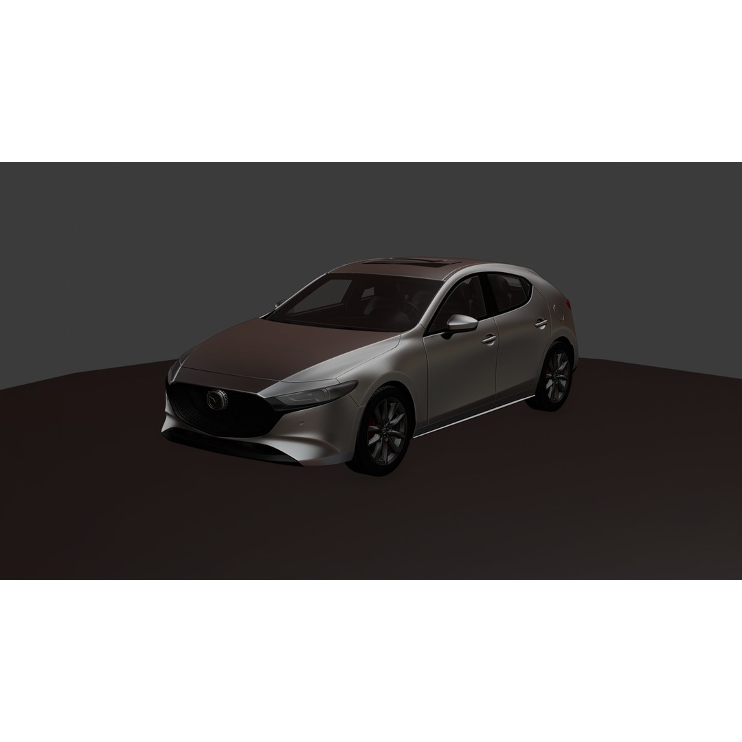 Mazda 3 Hatchback 2022 3D Model – Rigged Game-Ready Asset, Blender, FBX, OBJ - View 12