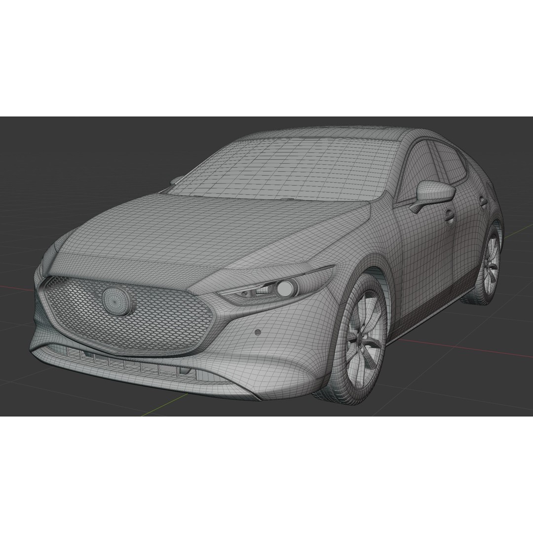 Mazda 3 Hatchback 2022 3D Model – Rigged Game-Ready Asset, Blender, FBX, OBJ - View 14