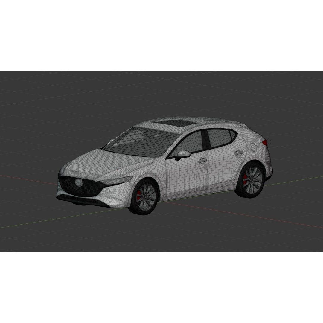 Mazda 3 Hatchback 2022 3D Model – Rigged Game-Ready Asset, Blender, FBX, OBJ - View 15