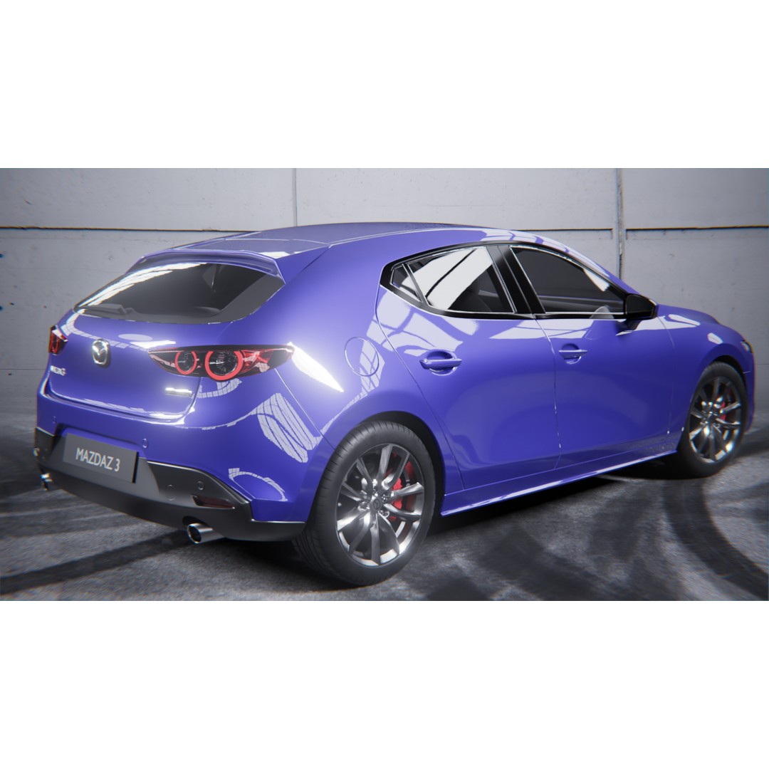 Mazda 3 Hatchback 2022 3D Model – Rigged Game-Ready Asset, Blender, FBX, OBJ - View 3