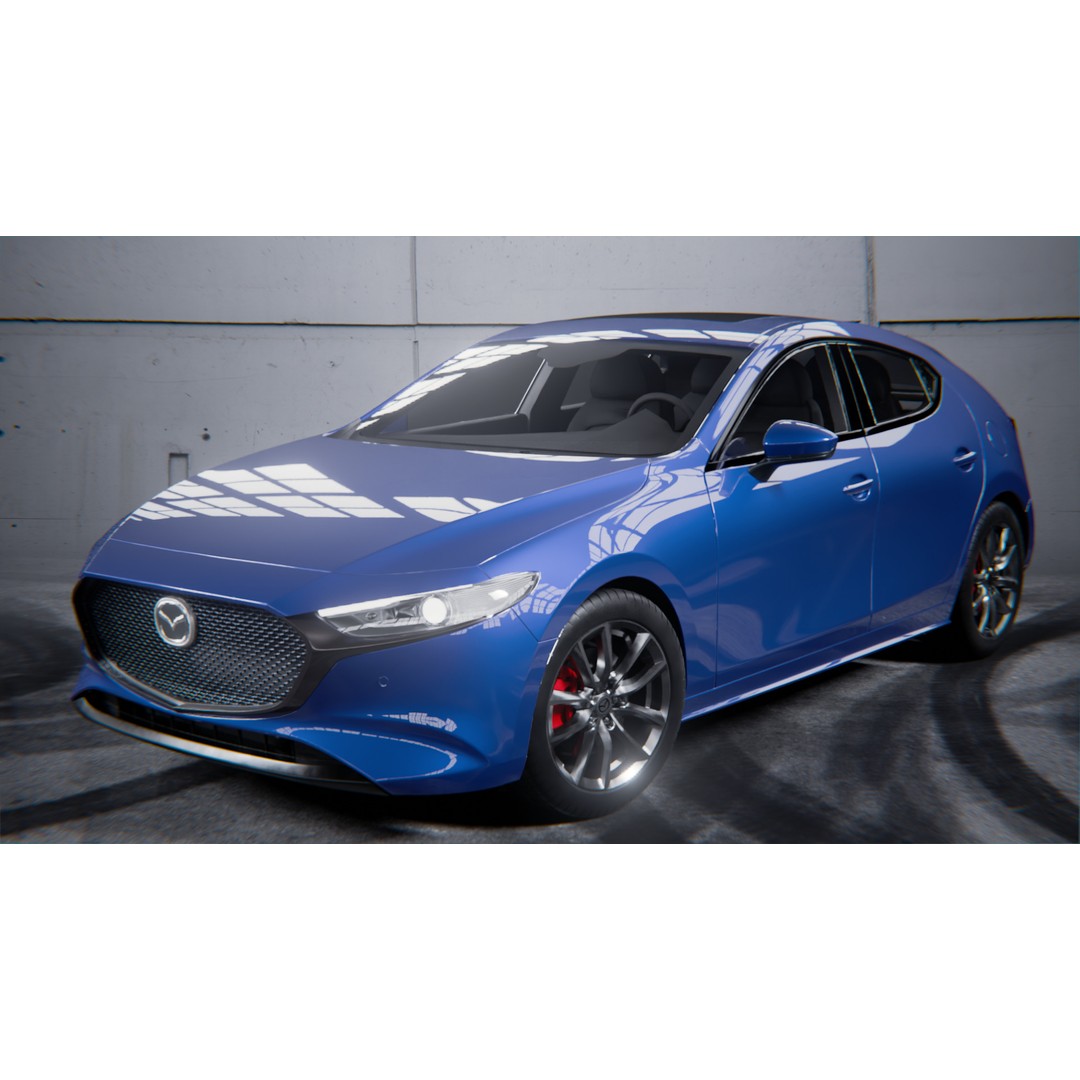 Mazda 3 Hatchback 2022 3D Model – Rigged Game-Ready Asset, Blender, FBX, OBJ - View 4